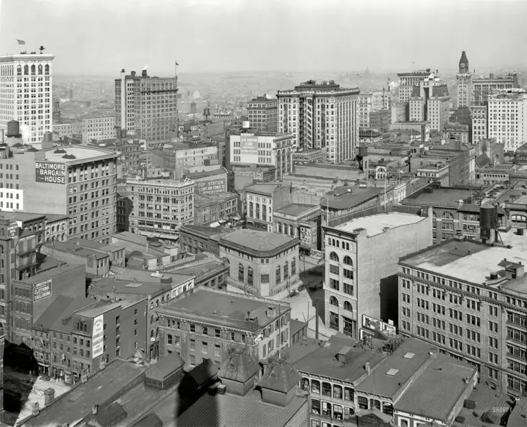 Circa 1912. "Baltimore from the Emerson tower." 8x10 inch dry plate glass negative, Detroit Publishing Company.