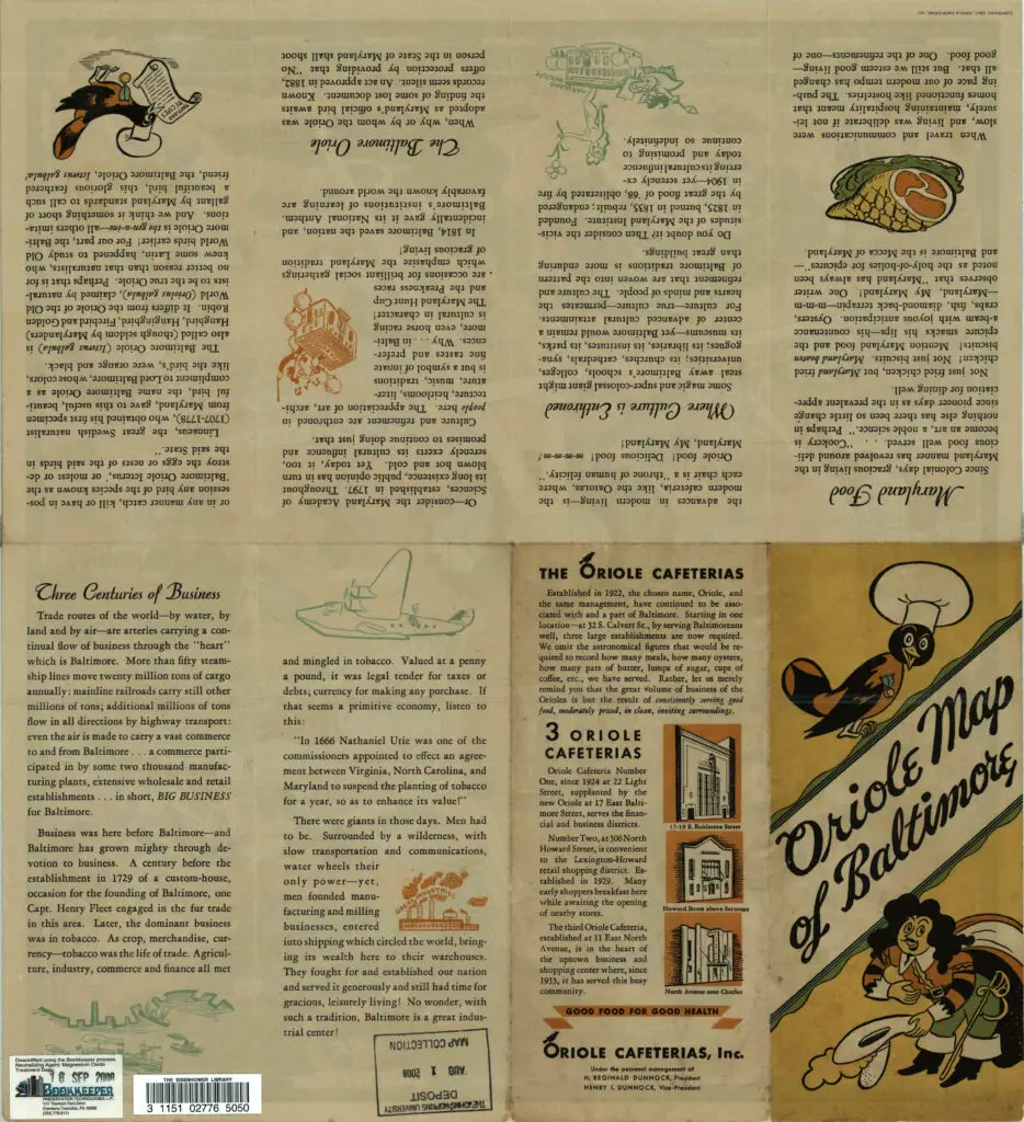 Oriole cafeteria brochure (1947)