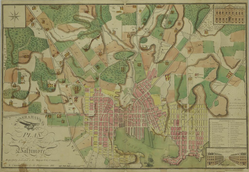 1801 Warner & Hanna map of Baltimore