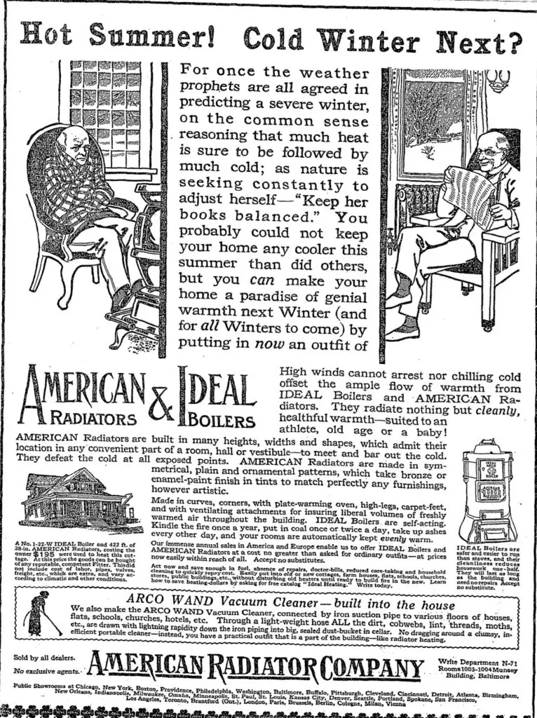 advertisement for the American Radiator Company - September 11th, 1913