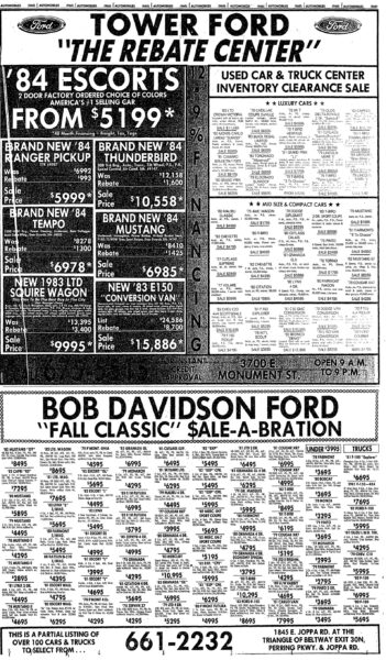 Ford ads from October 16th, 1983