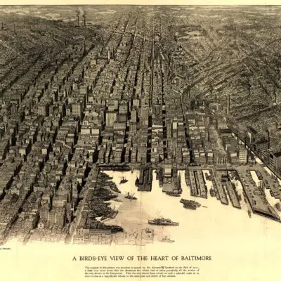 1912 bird's-eye view of Baltimore