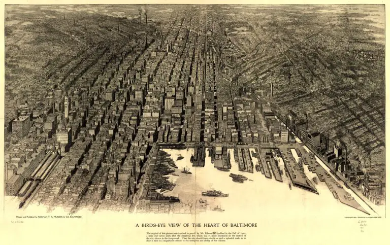 1912 bird's-eye view of Baltimore