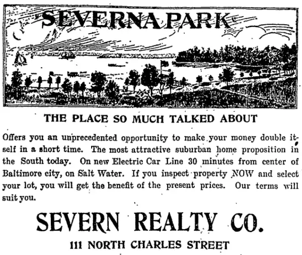 Severna Park advertisement in 1909