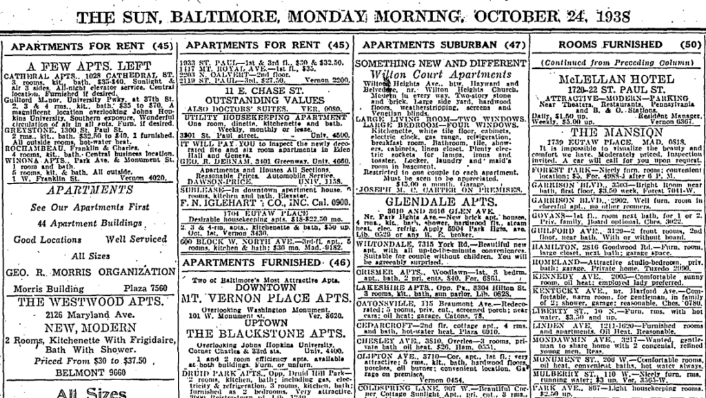 October 24th, 1938 classifieds