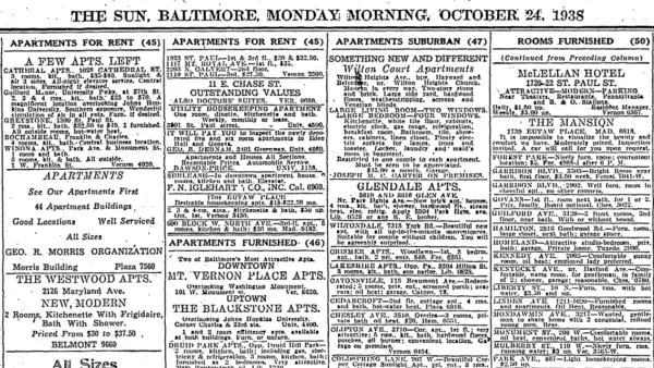 October 24th, 1938 classifieds