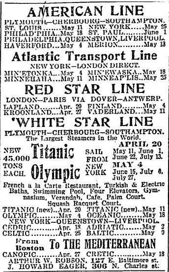 Titanic advertisement