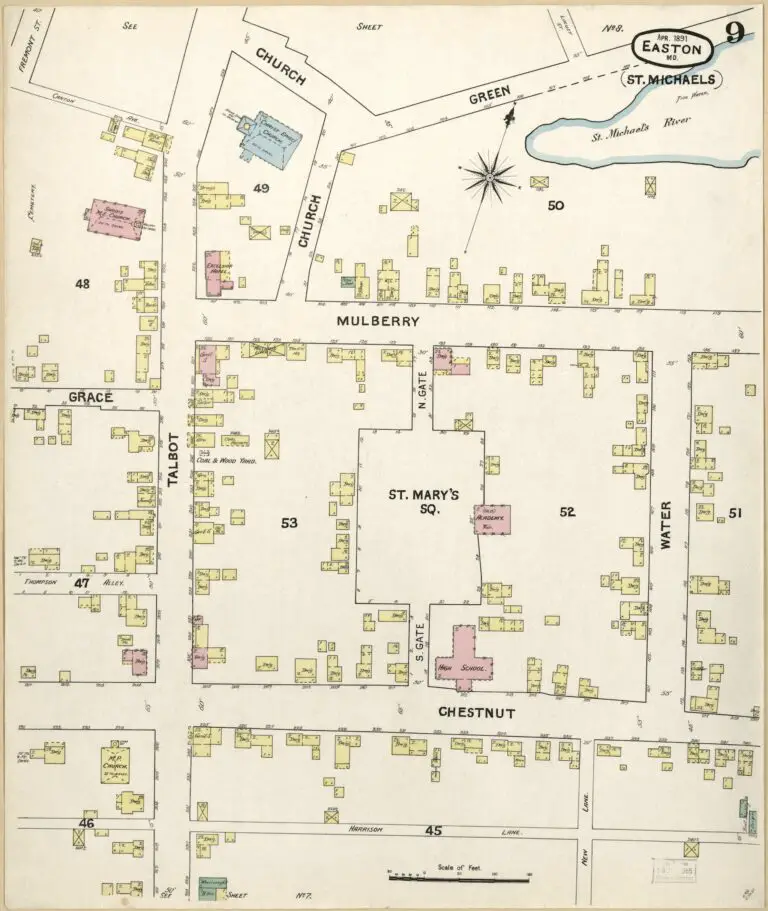 1891 map of St. Michaels, Maryland