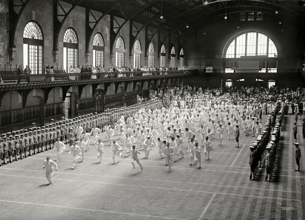 Annapolis, Maryland, 1917. "Graduation exercises, U.S. Naval Academy." Harris & Ewing Collection glass negative.