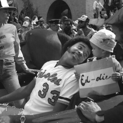 Baltimore, MD--October 1983--Eddie Murray is shown at the victory parade after the Orioles won the 1983 World Series. (Sun file photo.)
