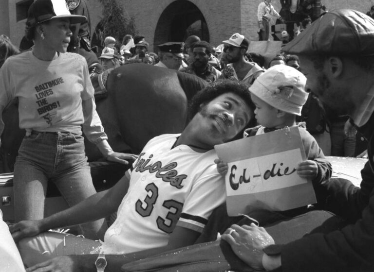 Baltimore, MD--October 1983--Eddie Murray is shown at the victory parade after the Orioles won the 1983 World Series. (Sun file photo.)